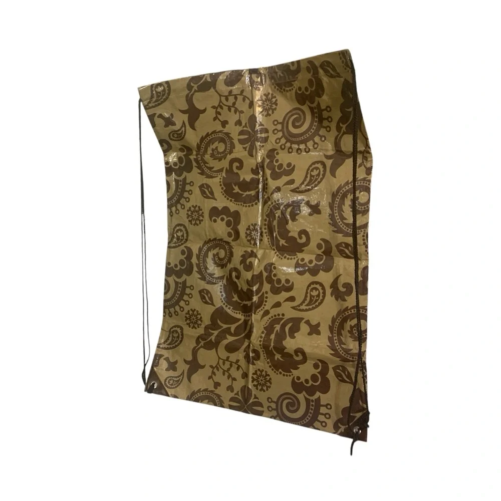 Large 30” X 21” Drawstring Laundry Bag Paisley Cotton W/Polyurethan Coating NWOT